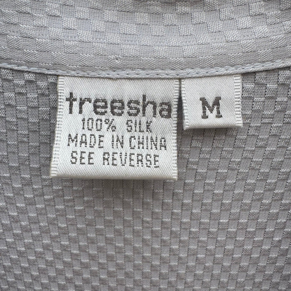 Treesha 100% Silk Jacquard Quiet Luxury Minimalist Sleep Shirt Loungewear M NWT