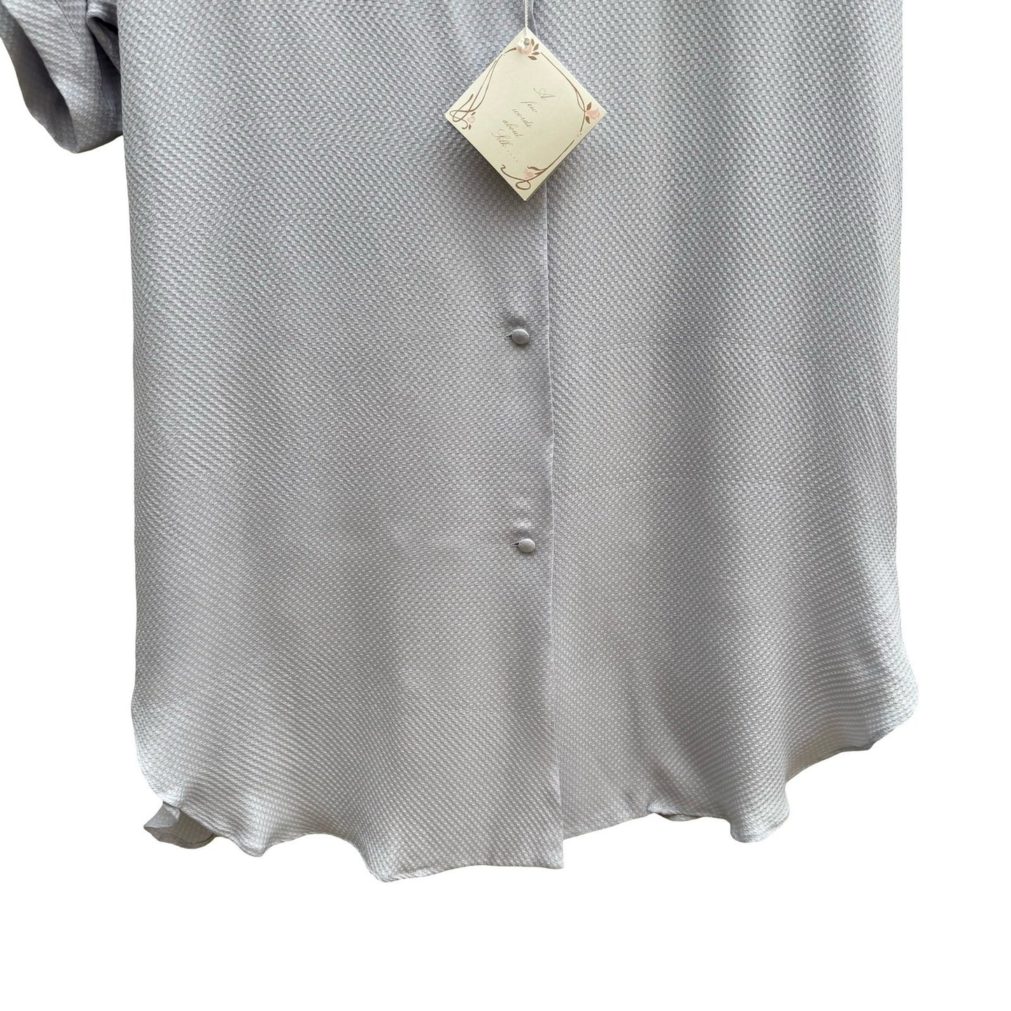 Treesha 100% Silk Jacquard Quiet Luxury Minimalist Sleep Shirt Loungewear M NWT