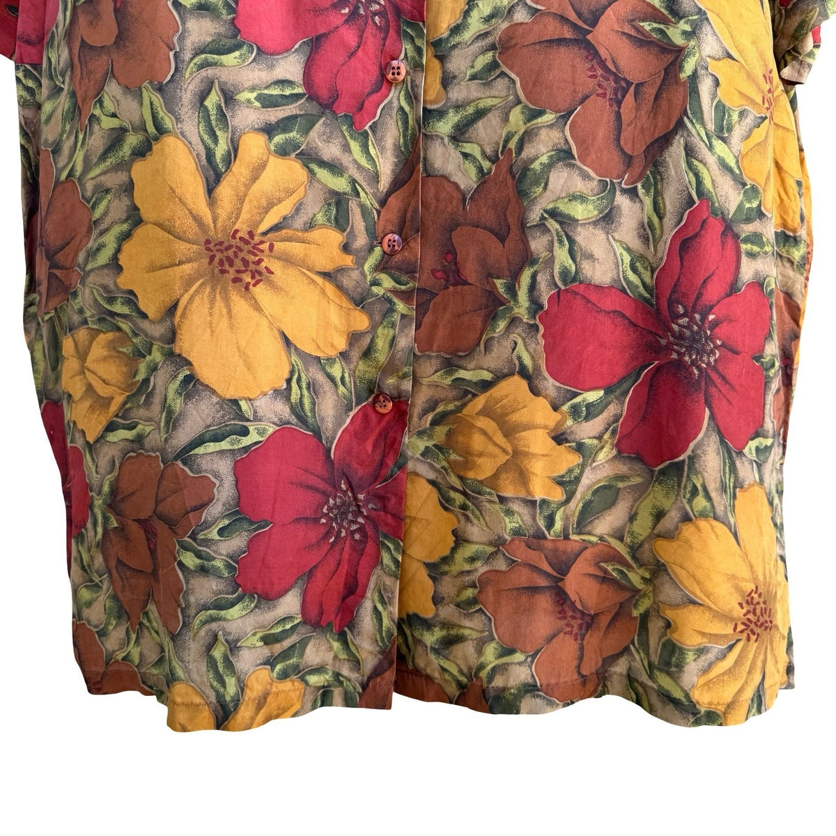 The Avenue 100% Silk Floral Aloha Tropical Resortwear Boho Vacation Blouse 18/20