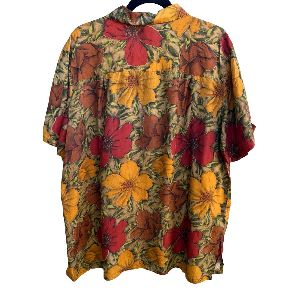 The Avenue 100% Silk Floral Aloha Tropical Resortwear Boho Vacation Blouse 18/20