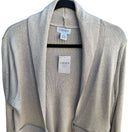 Switch Carmen Marc Valvo Minimalist Quiet Luxury Ribbed Zip Detail Cardigan Tan XL NEW 3 image