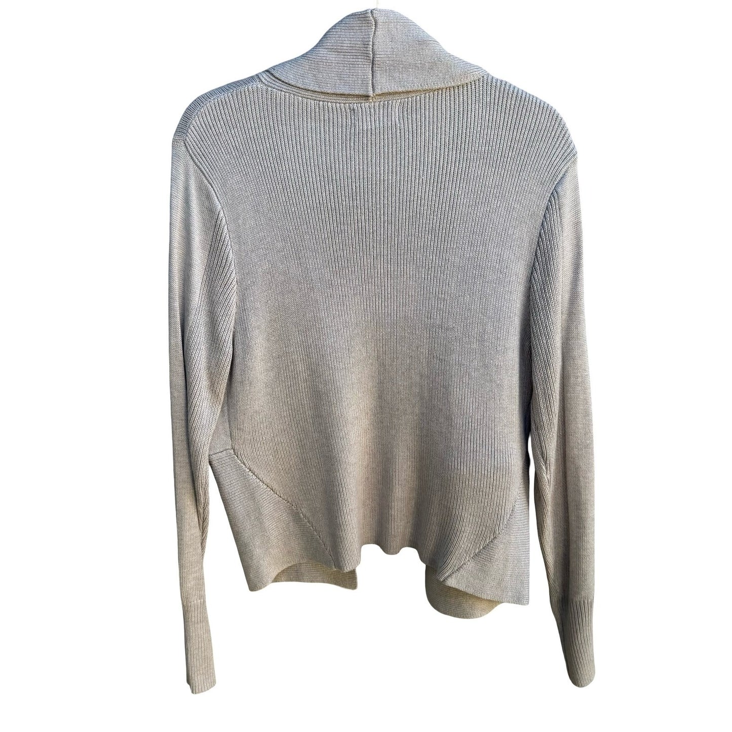 Carmen Marc Valvo Minimalist Quiet Luxury Ribbed Zip Detail Cardigan Tan XL NEW
