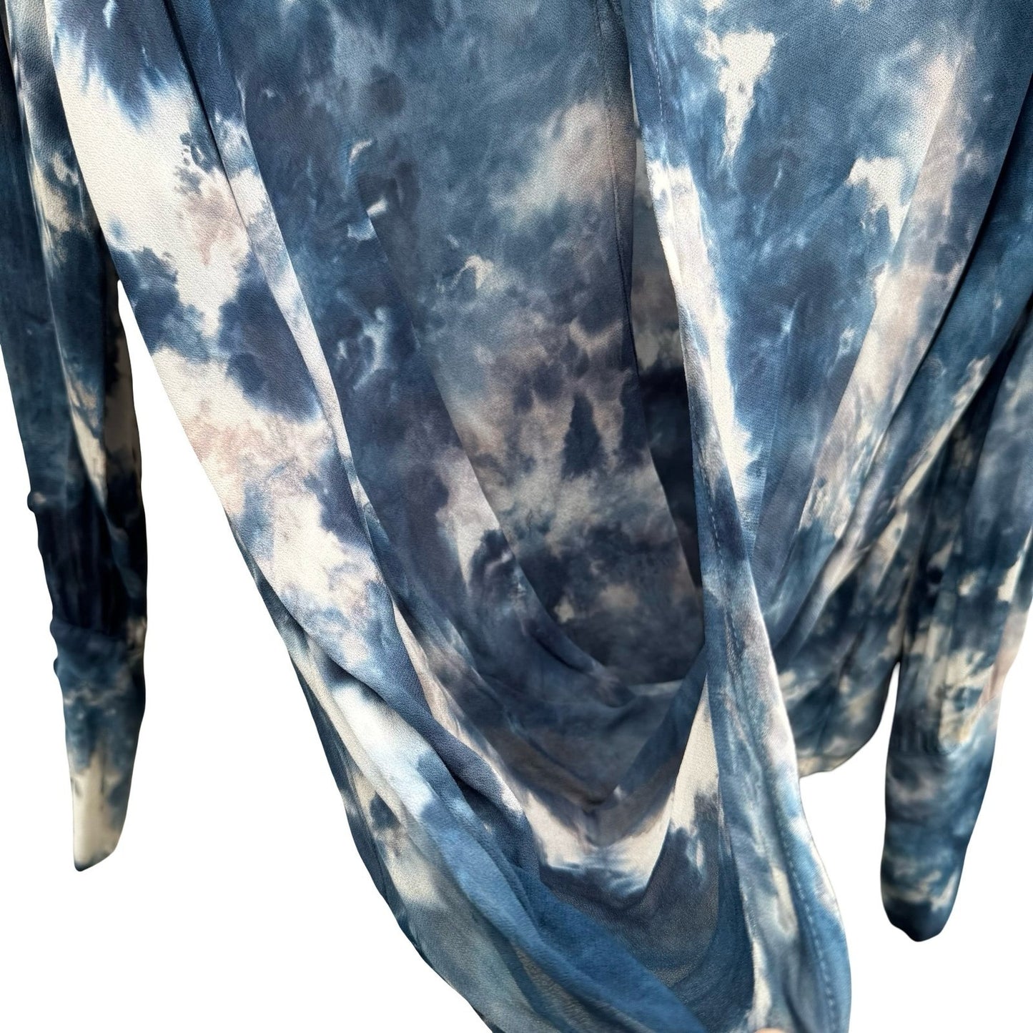 Young Fabulous Broke Breezy Boho Coastal Beachy Ethereal Tie Dye Draped Blouse S