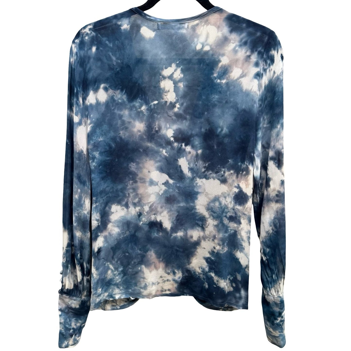 Young Fabulous Broke Breezy Boho Coastal Beachy Ethereal Tie Dye Draped Blouse S