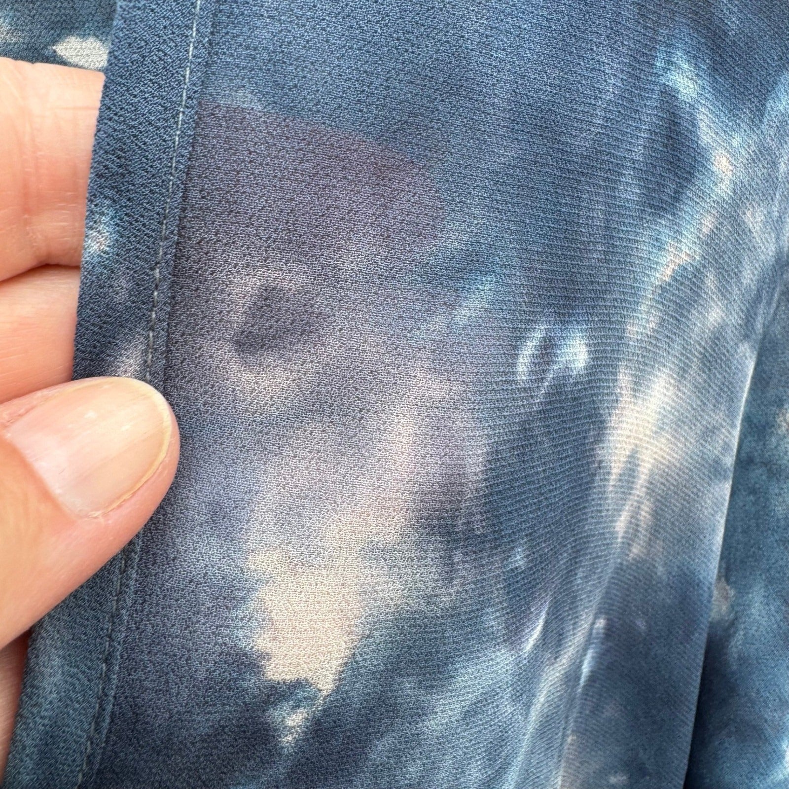 Young Fabulous Broke Breezy Boho Coastal Beachy Ethereal Tie Dye Draped Blouse S