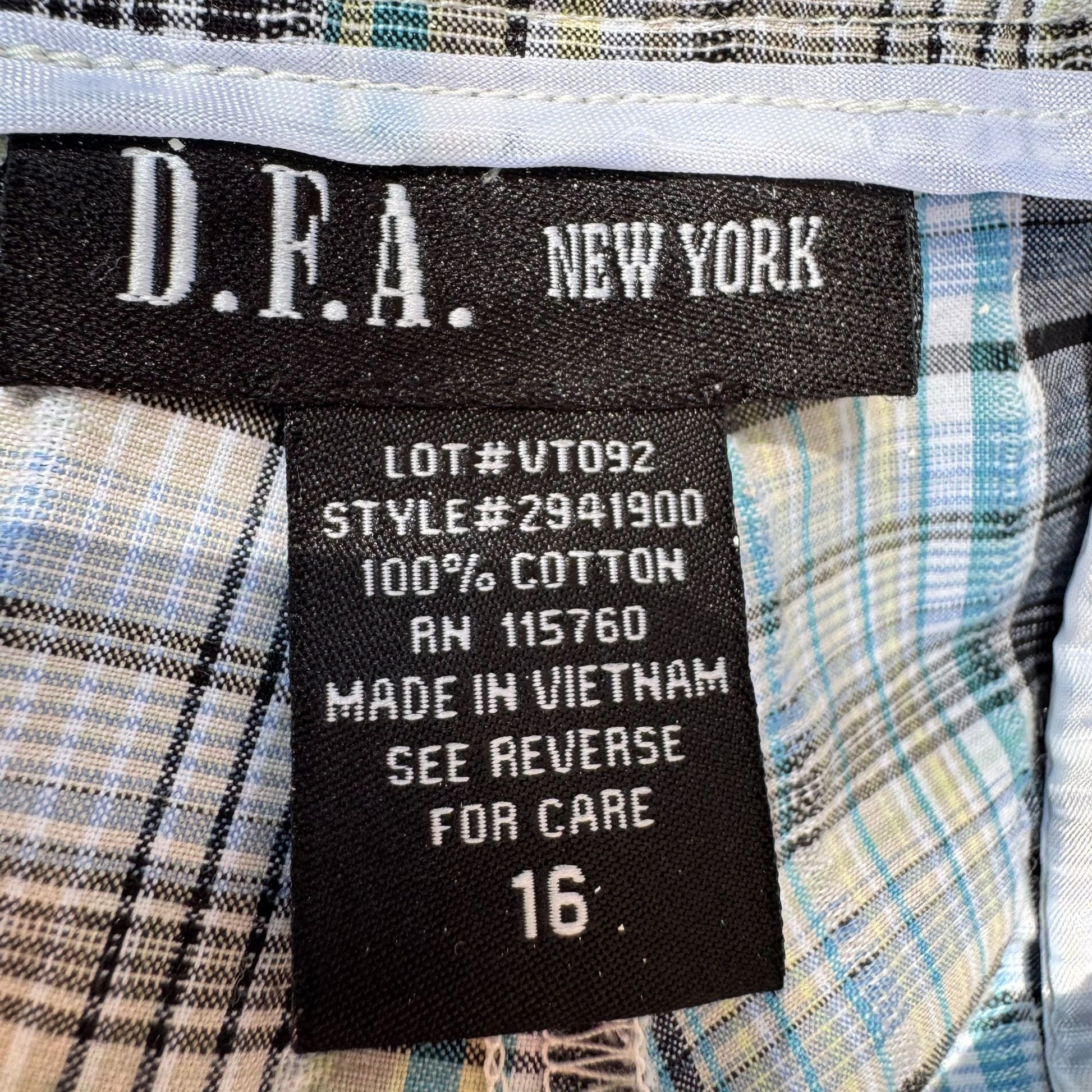 DFA New York Mens Blue White Plaid Preppy Golf Flat Front Cotton Casual Shorts 16