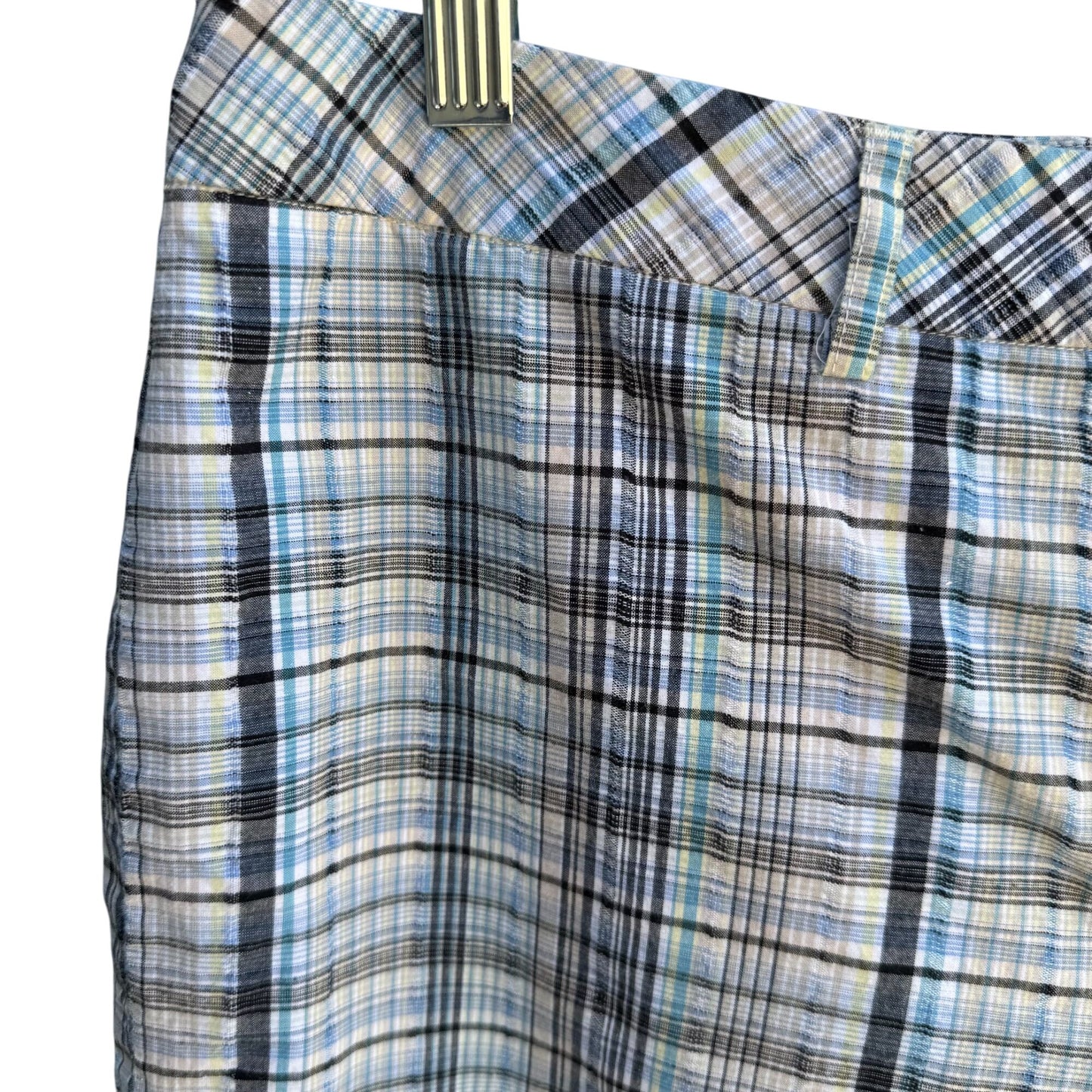 DFA New York Mens Blue White Plaid Preppy Golf Flat Front Cotton Casual Shorts 16