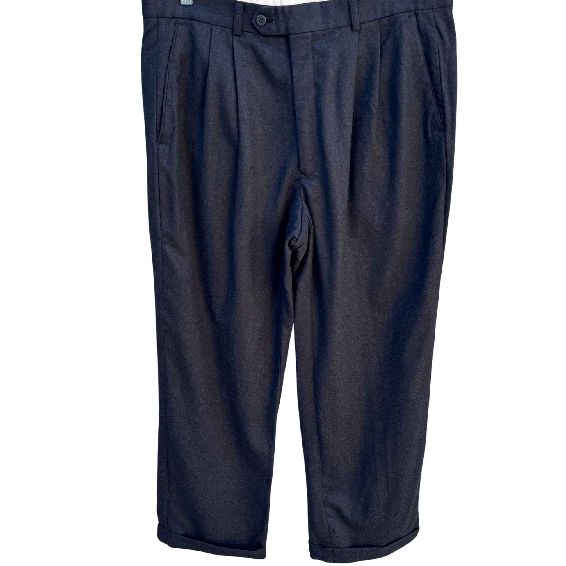 Sequel Louis Raphael Vintage Mens Wool Pleated Cuffed Charcoal Dress Pants 34