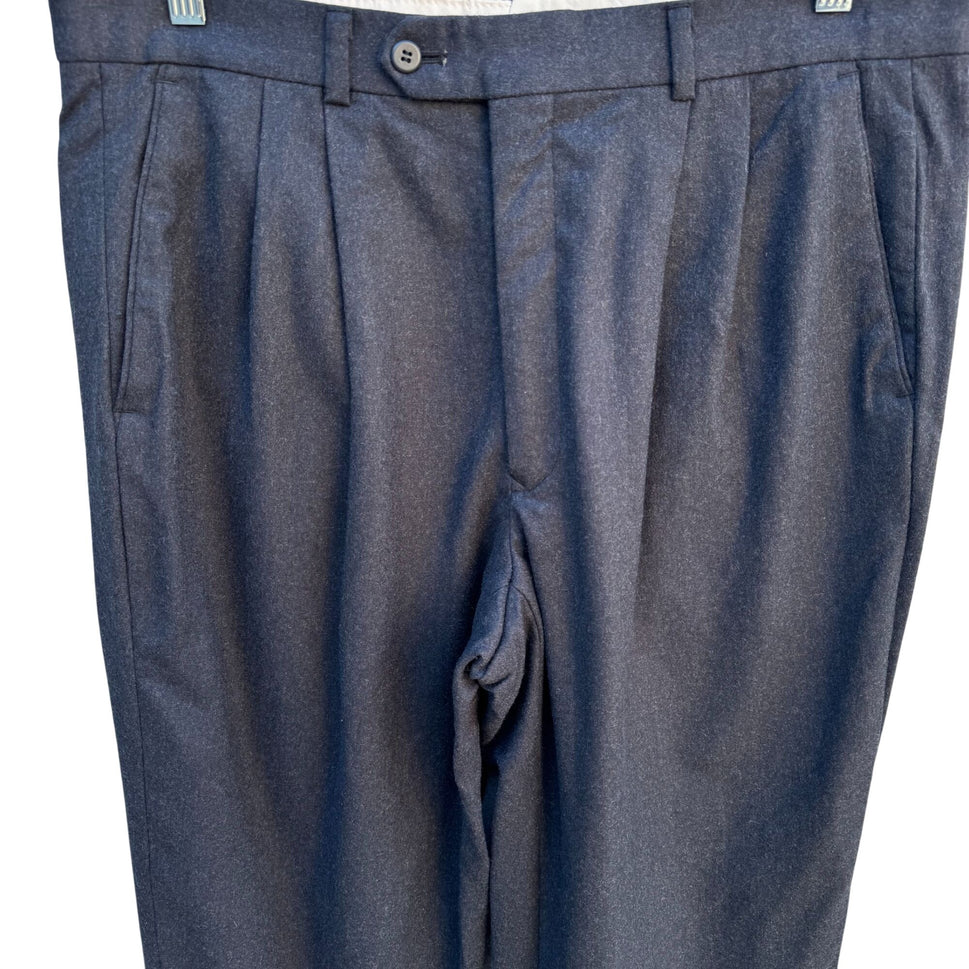 Sequel Louis Raphael Vintage Mens Wool Pleated Cuffed Charcoal Dress Pants 34