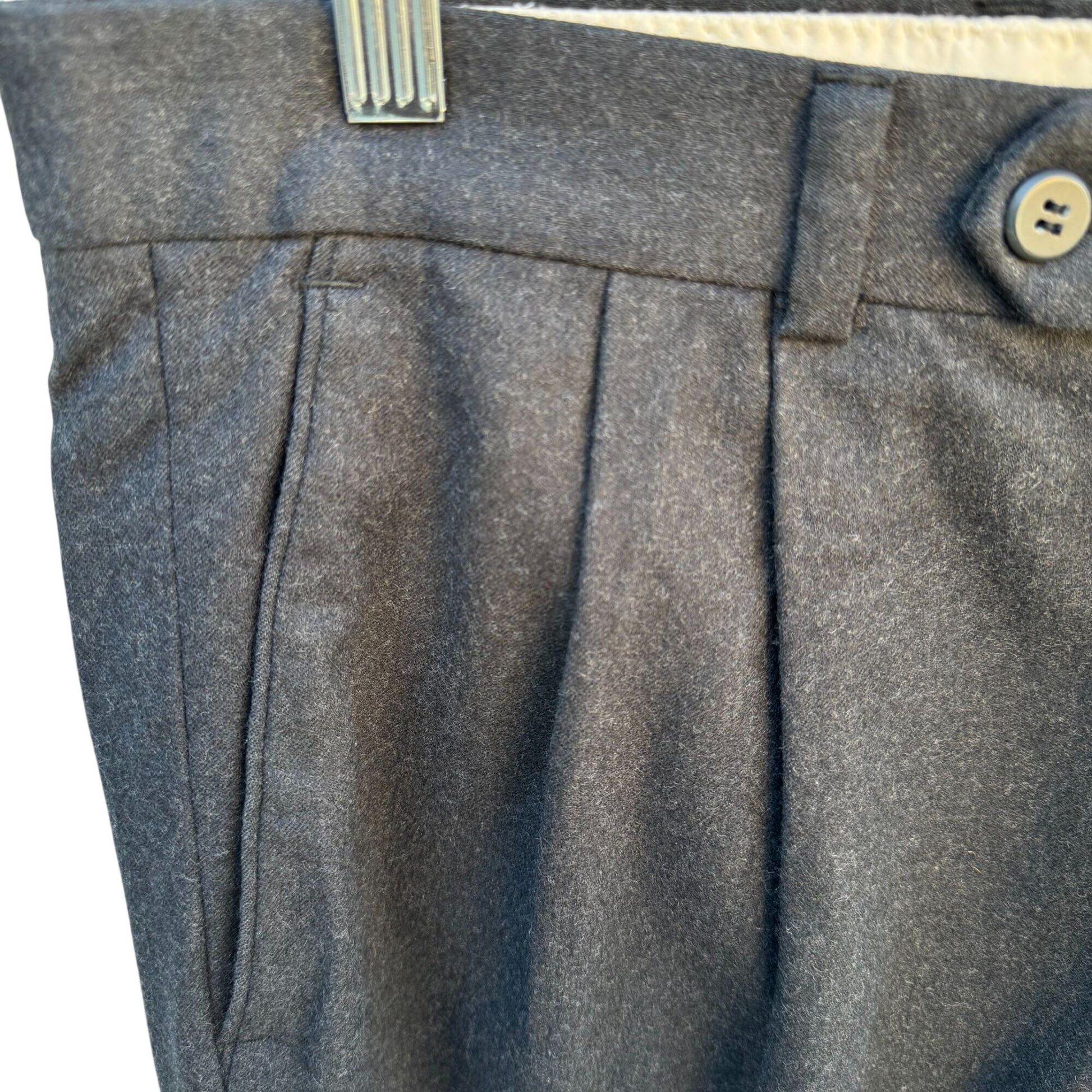 Sequel Louis Raphael Vintage Mens Wool Pleated Cuffed Charcoal Dress Pants 34