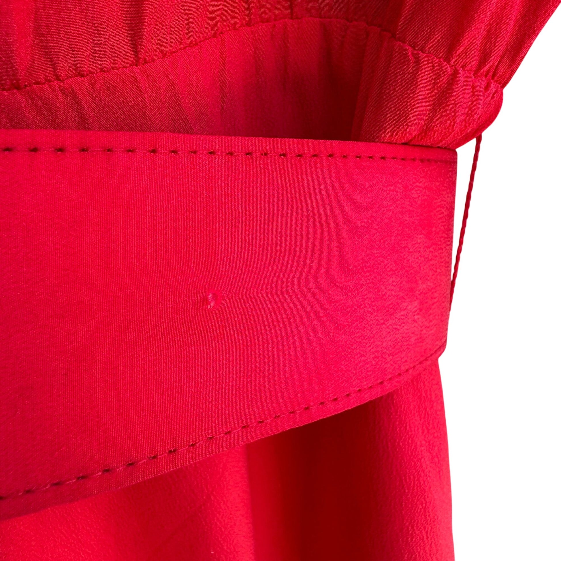 Samantha Stevens Vintage Red Silk Belted Waist Long Sleeve Button Cuffs Dress 4P