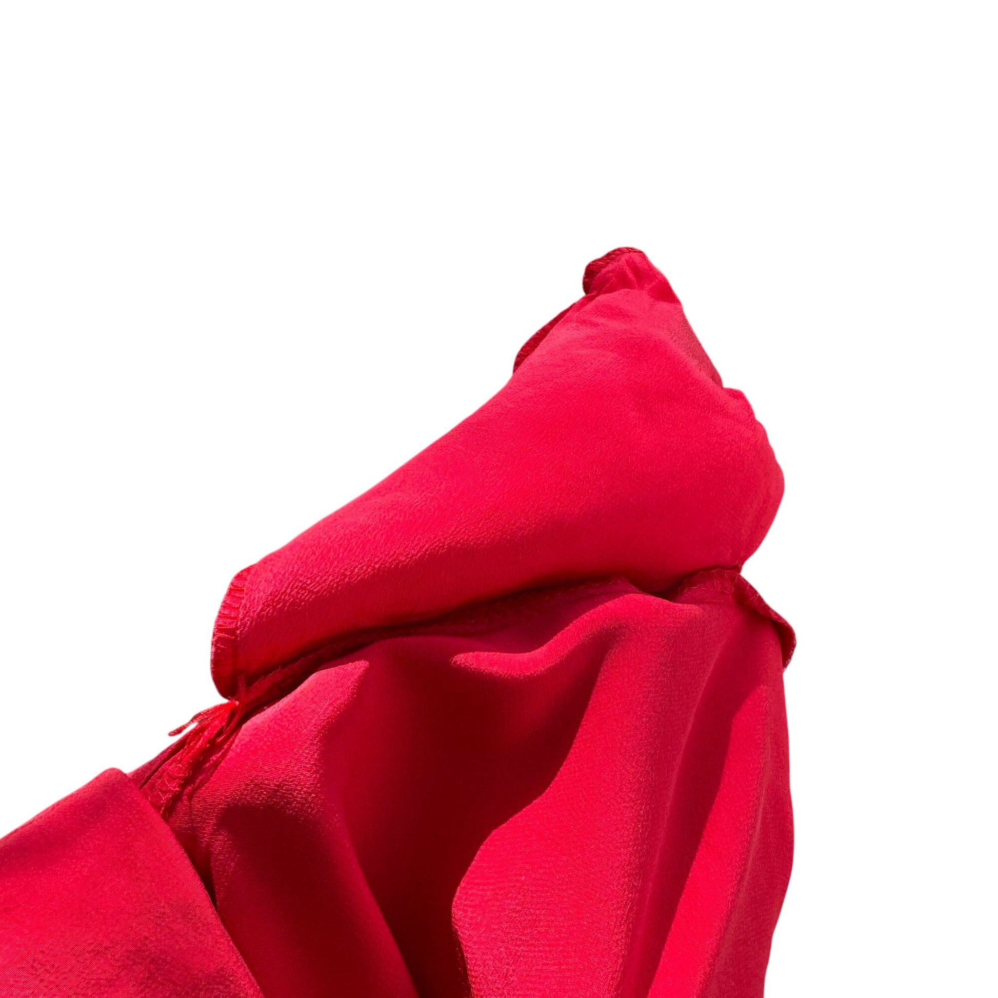 Samantha Stevens Vintage Red Silk Belted Waist Long Sleeve Button Cuffs Dress 4P