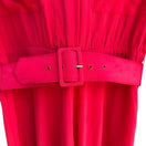 Switch Samantha Stevens Vintage Red Silk Belted Waist Long Sleeve Button Cuffs Dress 4P 3 image