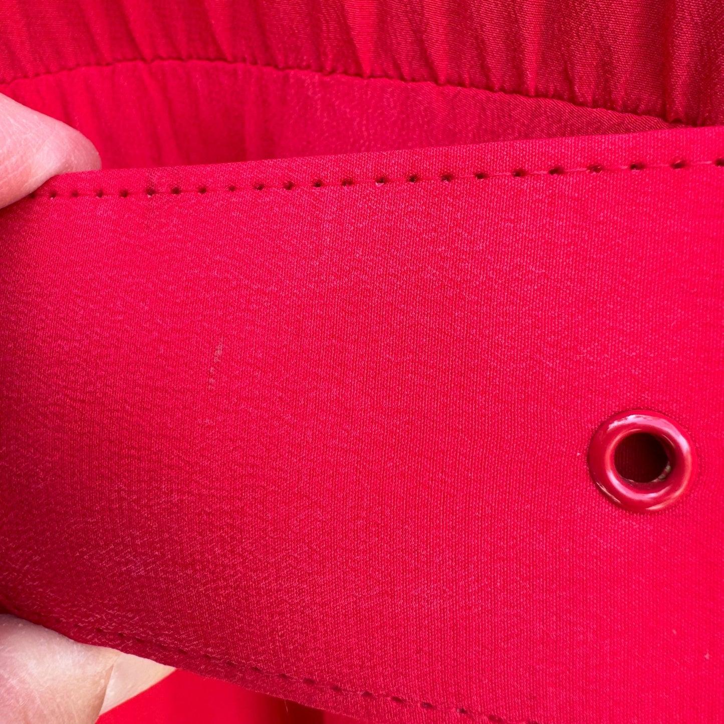 Samantha Stevens Vintage Red Silk Belted Waist Long Sleeve Button Cuffs Dress 4P