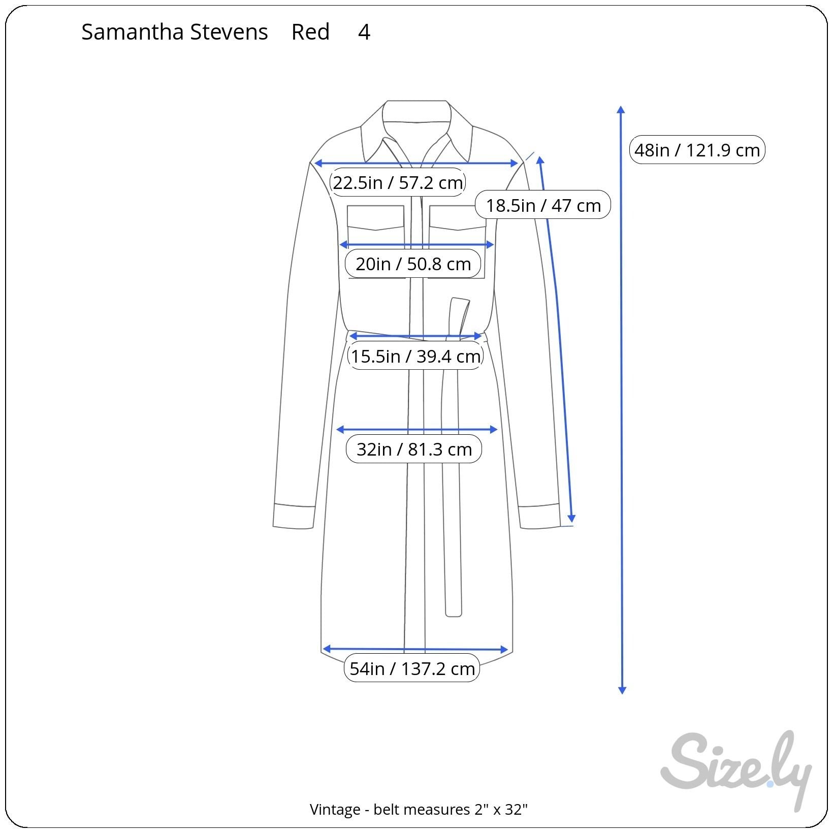 Samantha Stevens Vintage Red Silk Belted Waist Long Sleeve Button Cuffs Dress 4P