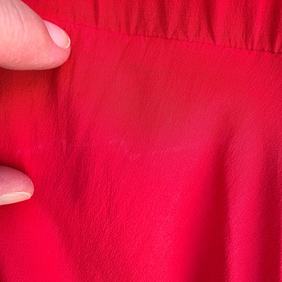 Samantha Stevens Vintage Red Silk Belted Waist Long Sleeve Button Cuffs Dress 4P