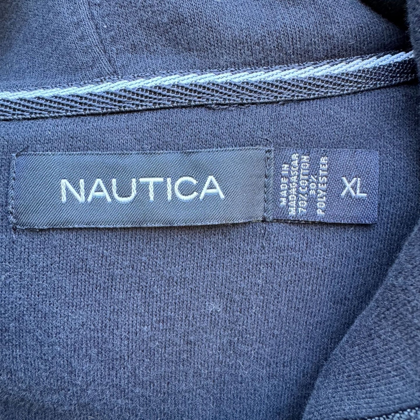 Nautica Vintage Mens Navy Full-Zip Fleece Embroidered Logo Hoodie Sweatshirt XL