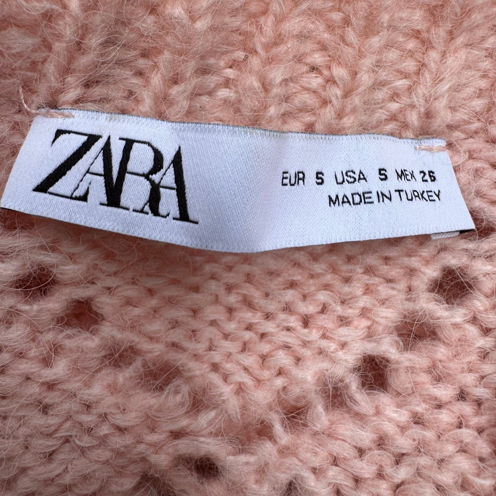 Zara Coquette Cottagecore Cable Knit Floral Embroidered Bolero Arm Warmer Top S