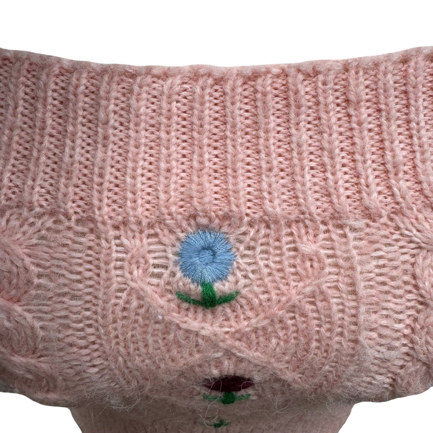 Zara Coquette Cottagecore Cable Knit Floral Embroidered Bolero Arm Warmer Top S