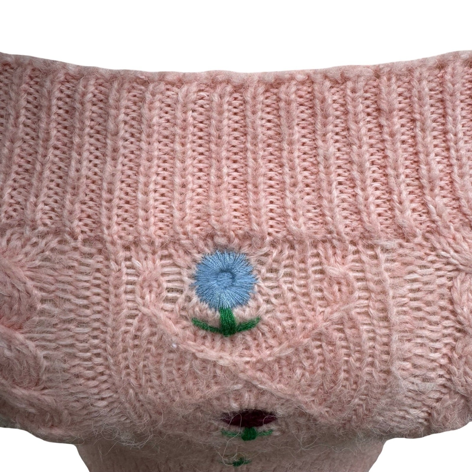 Zara Coquette Cottagecore Cable Knit Floral Embroidered Bolero Arm Warmer Top S