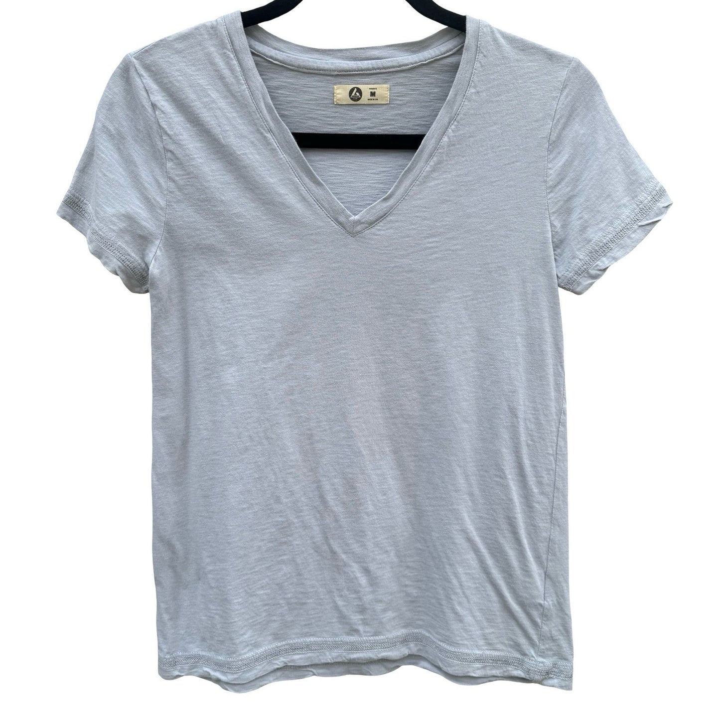 American Giant Womens Gray Supima Cotton V-Neck Short Sleeve T-Shirt Size M USA