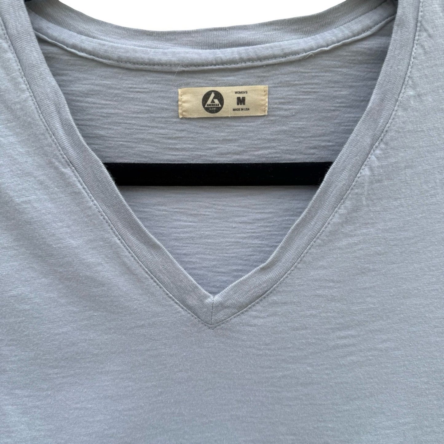 American Giant Womens Gray Supima Cotton V-Neck Short Sleeve T-Shirt Size M USA