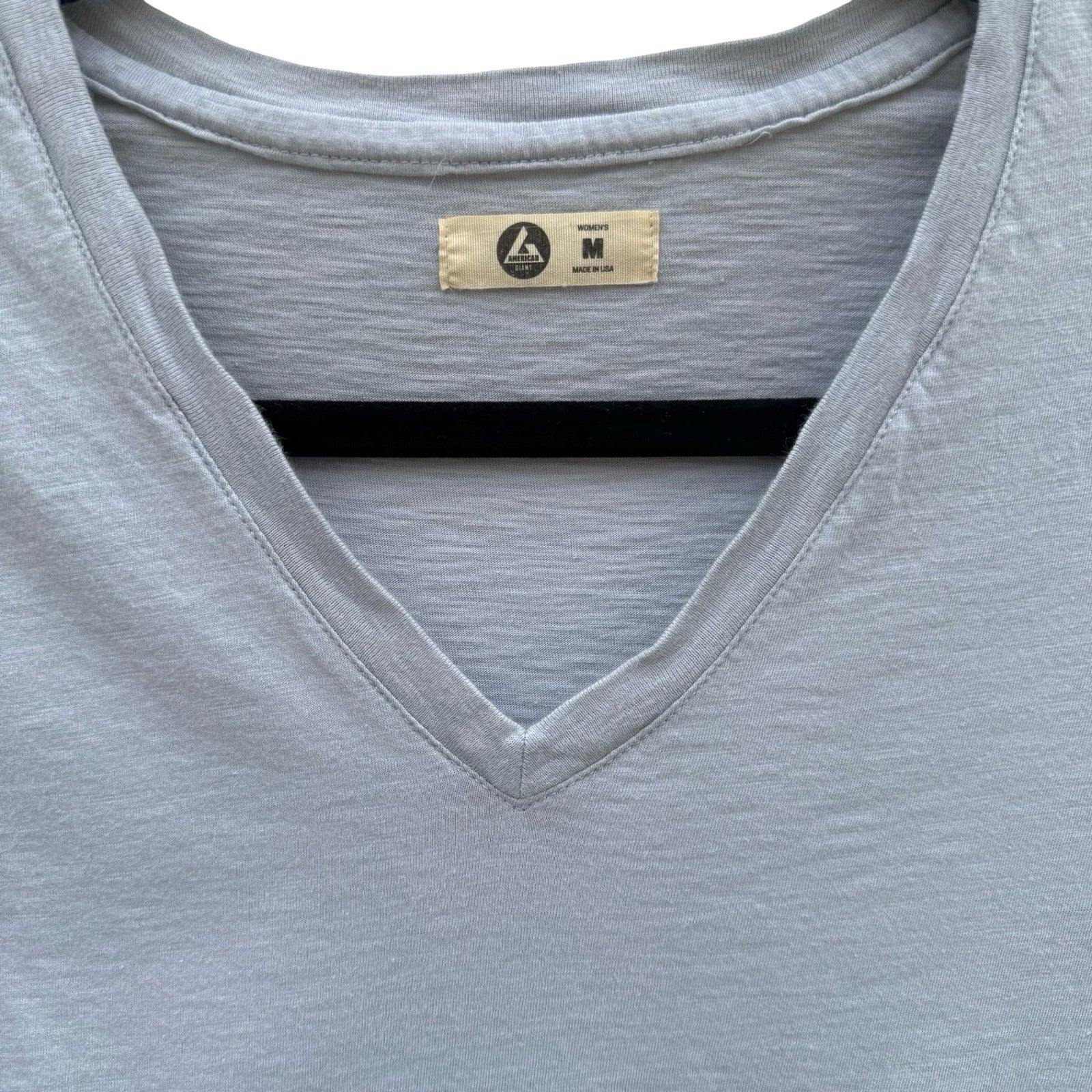 American Giant Womens Gray Supima Cotton V-Neck Short Sleeve T-Shirt Size M USA