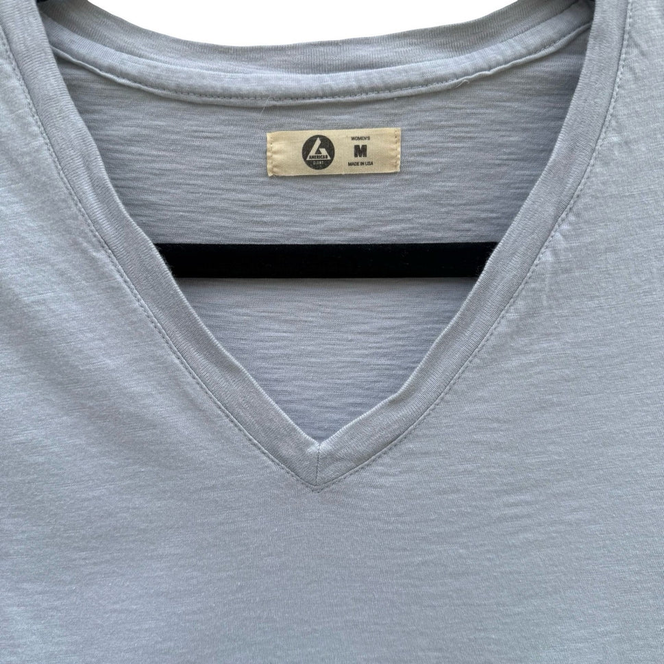 American Giant Womens Gray Supima Cotton V-Neck Short Sleeve T-Shirt Size M USA