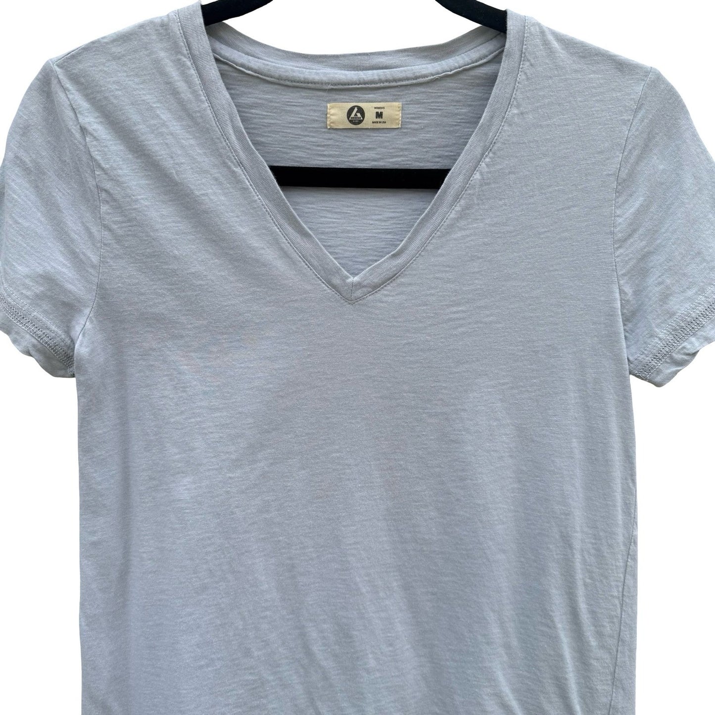 American Giant Womens Gray Supima Cotton V-Neck Short Sleeve T-Shirt Size M USA