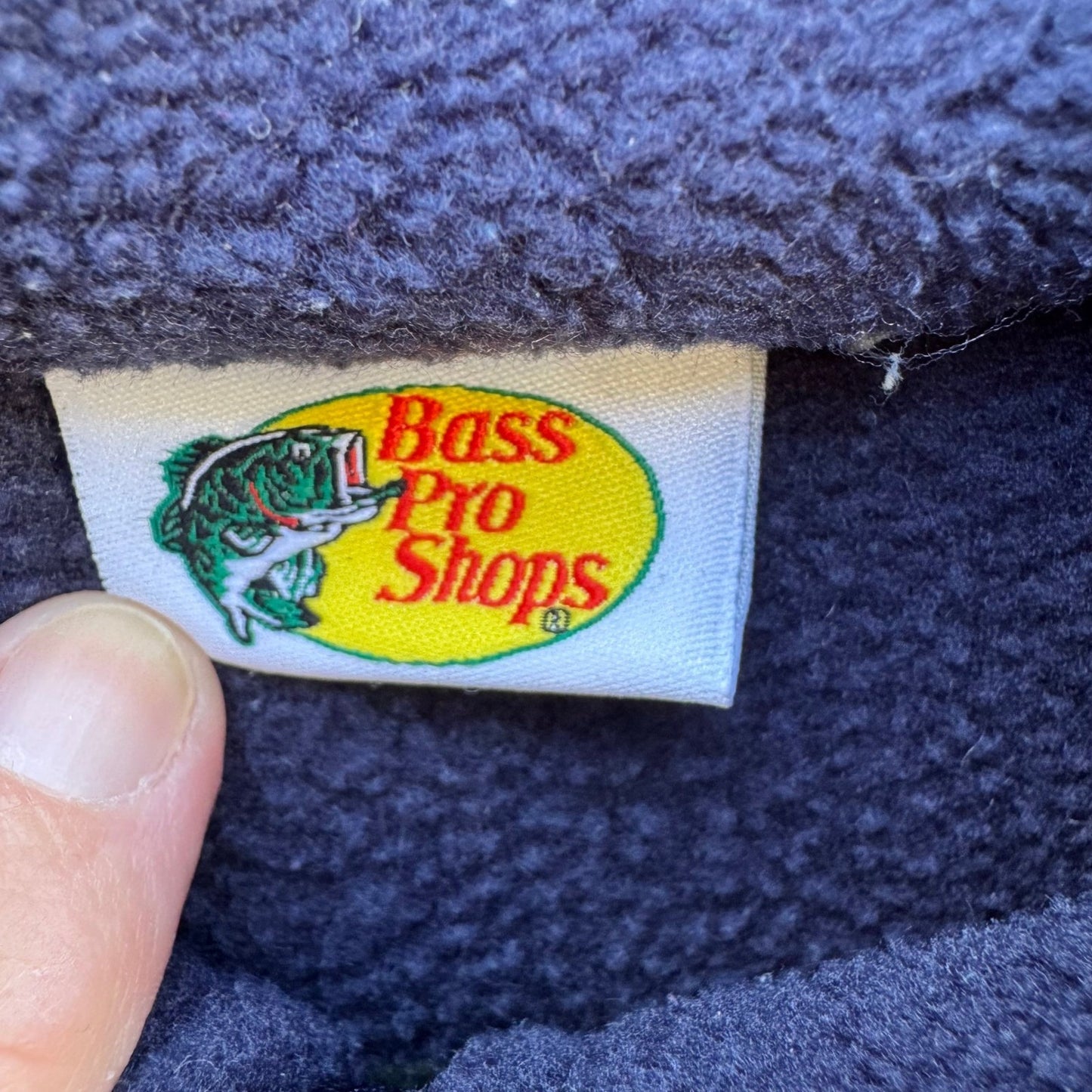Bass Pro Shops Mens Navy Blue Full Zip Fleece Jacket Outdoor Hiking Size Large