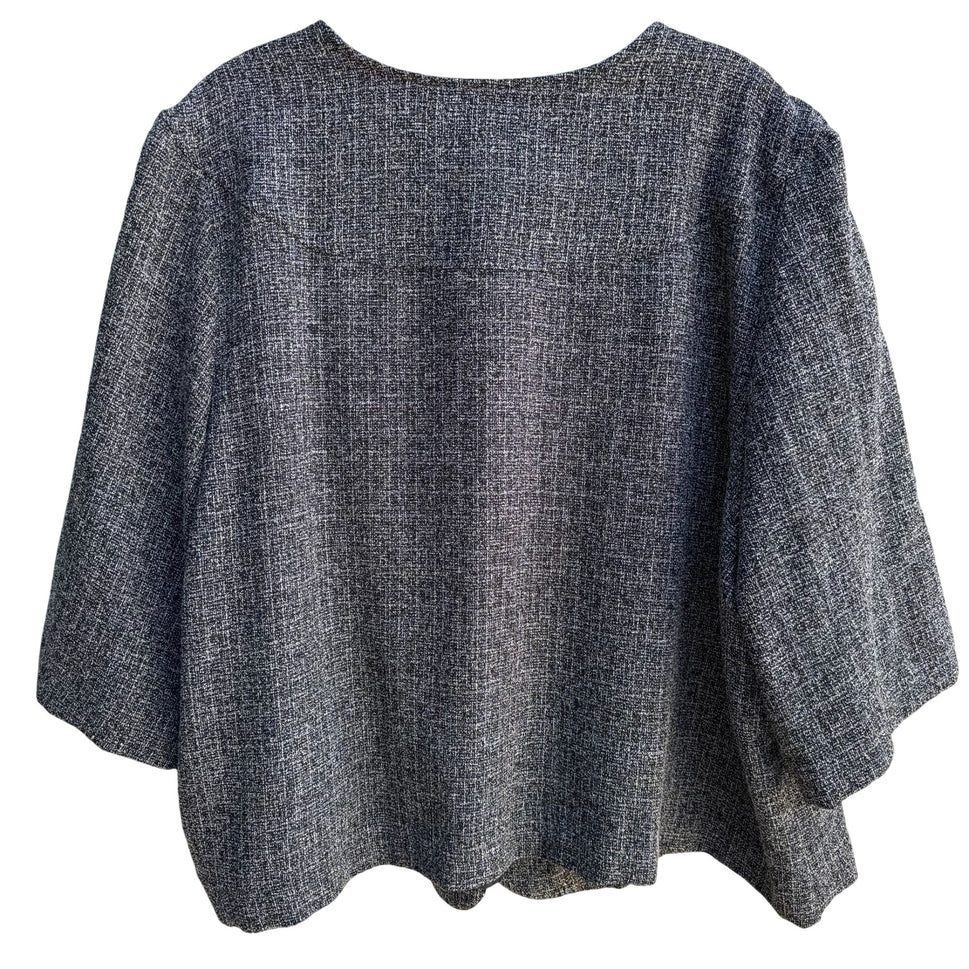 Studio 1940 Womens Plus Size Gray Scoop Neck Two Button Tweed Blazer Jacket 26W