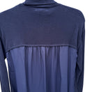 Switch DG 2 Diane Gilman Navy Flowy Chiffon Back Knit Turtleneck Long Sleeve Sweater XS 3 image