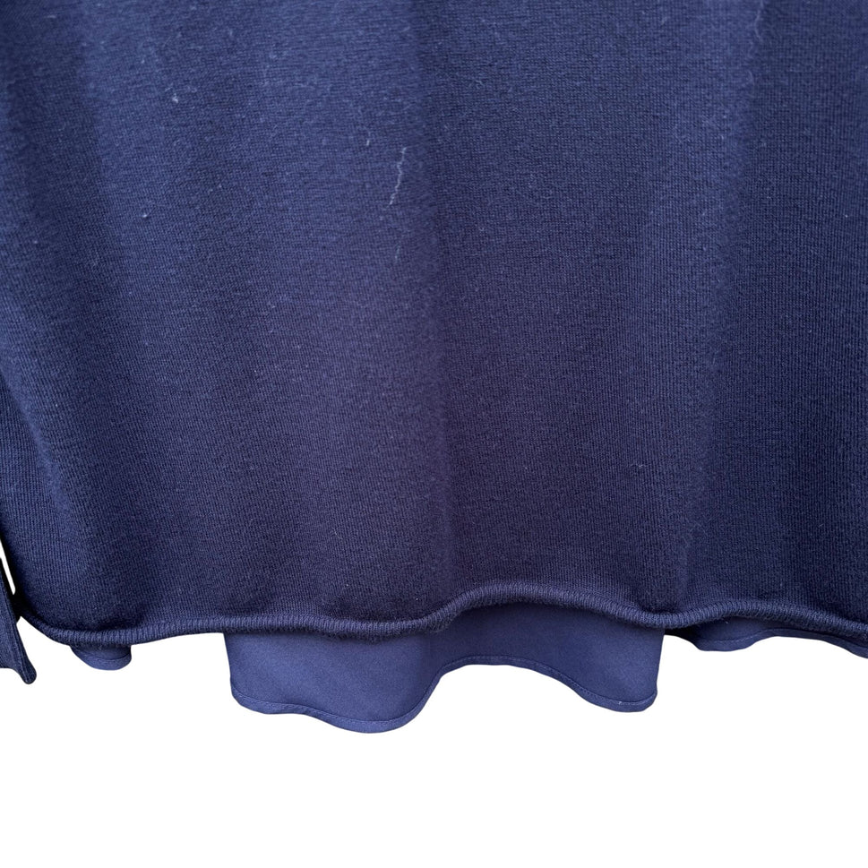 DG 2 Diane Gilman Navy Flowy Chiffon Back Knit Turtleneck Long Sleeve Sweater XS