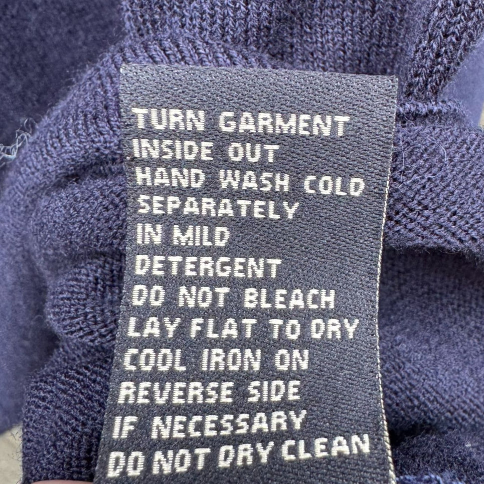 DG 2 Diane Gilman Navy Flowy Chiffon Back Knit Turtleneck Long Sleeve Sweater XS