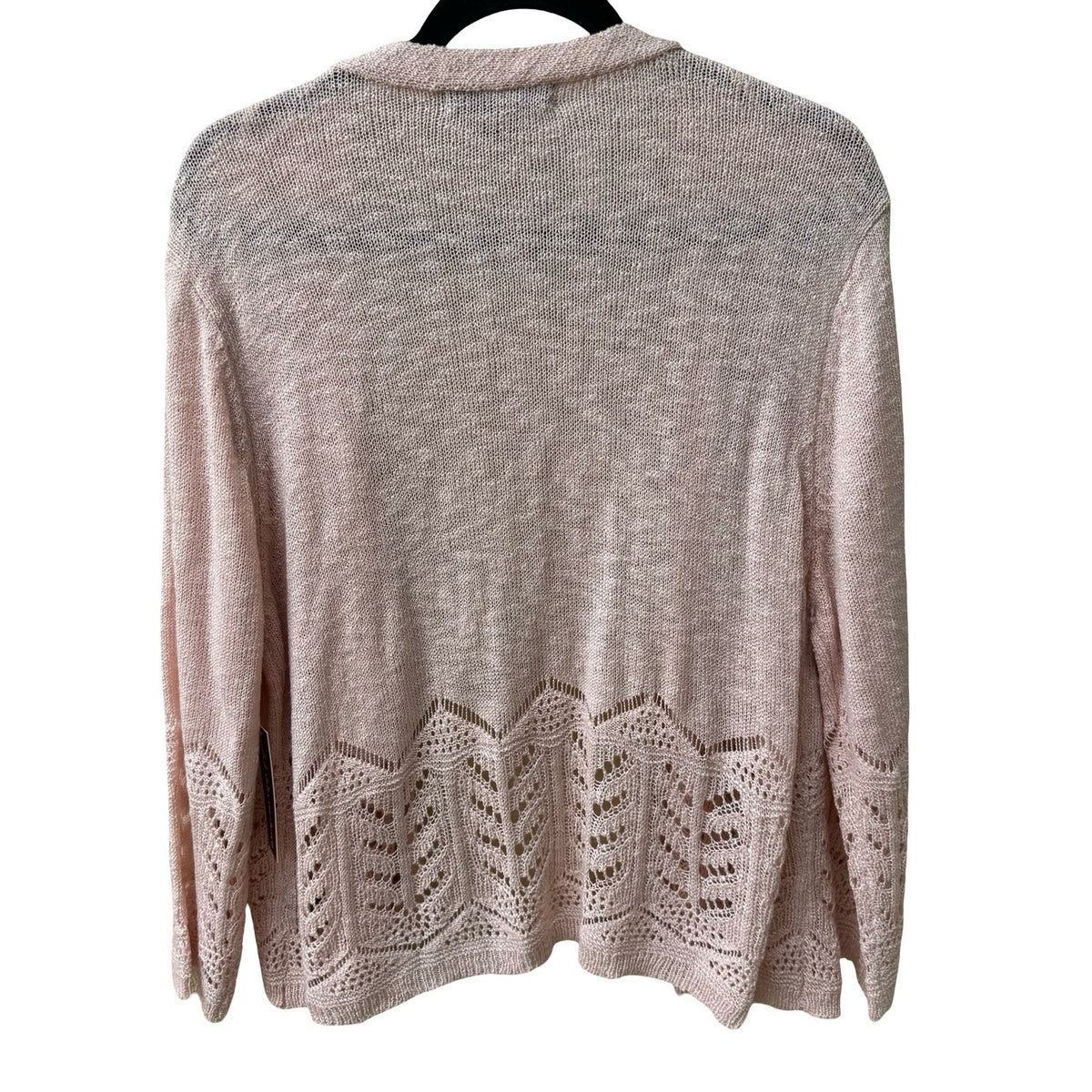 United States Sweaters Boho Crochet Pointelle Open Front Cardigan Pastel XL NEW