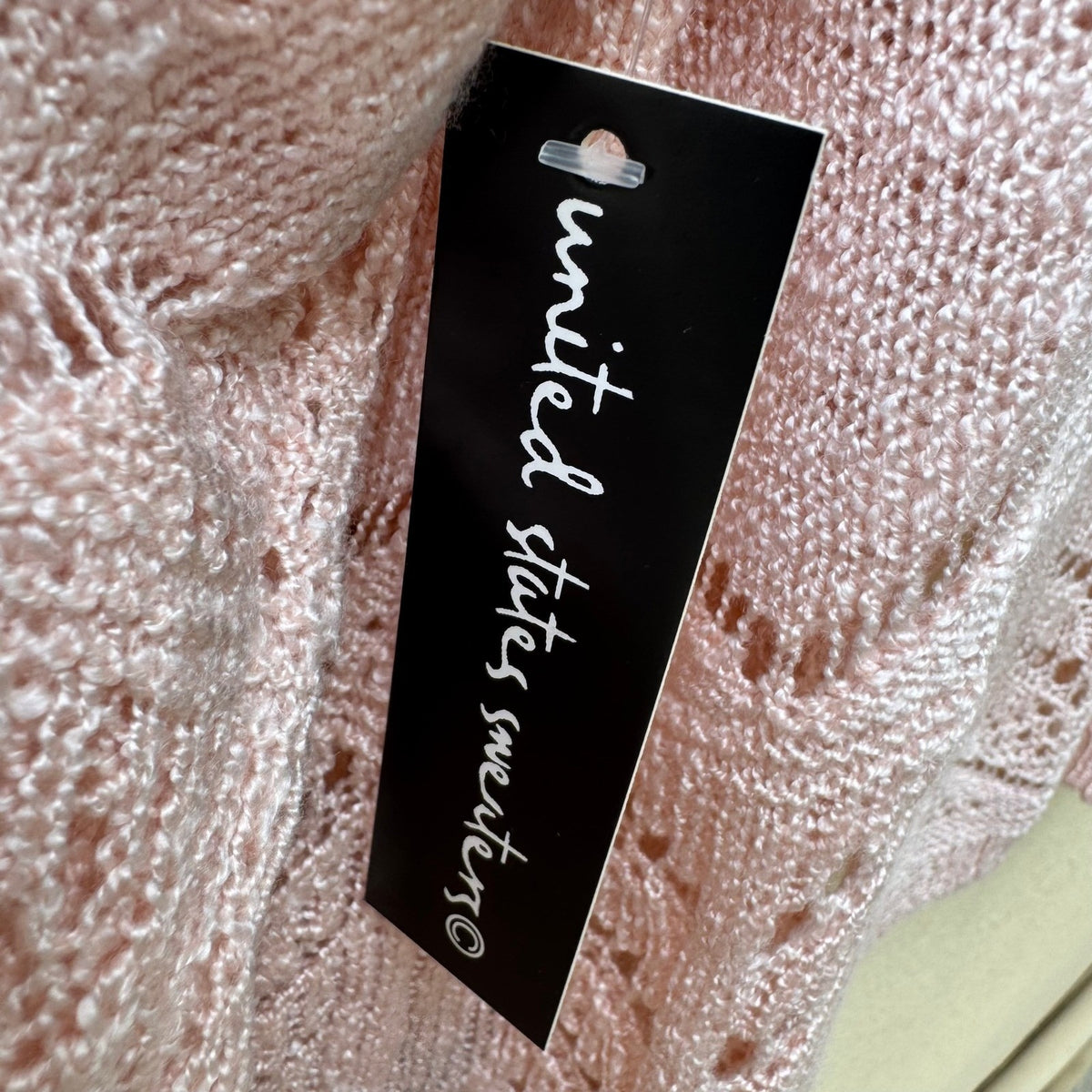 United States Sweaters Boho Crochet Pointelle Open Front Cardigan Pastel XL NEW