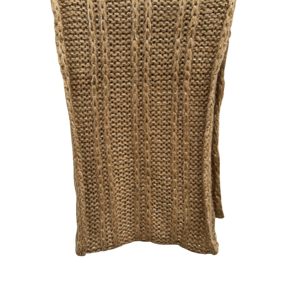 Isaac Mizrahi Womens Camel Gold Metallic Chunky Ribbed Knit Infinity Scarf OS