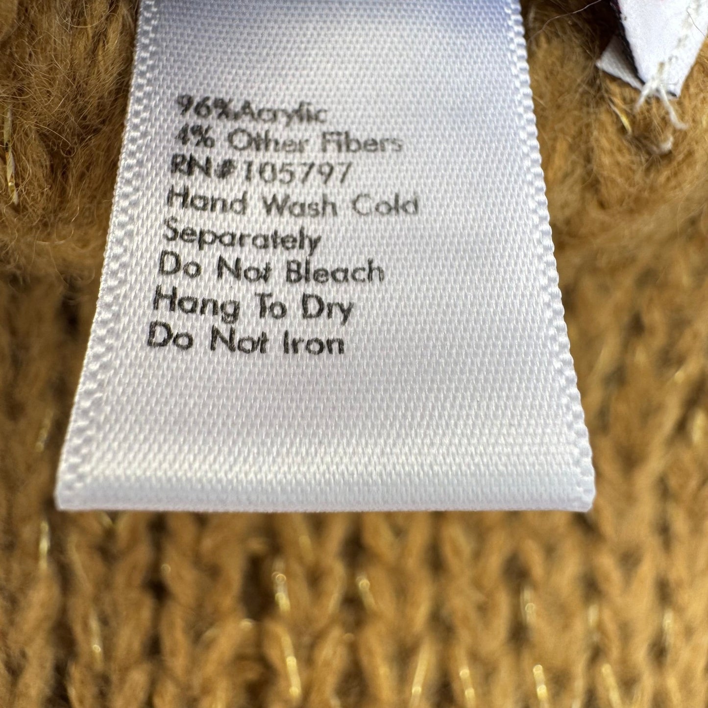 Isaac Mizrahi Womens Camel Gold Metallic Chunky Ribbed Knit Infinity Scarf OS