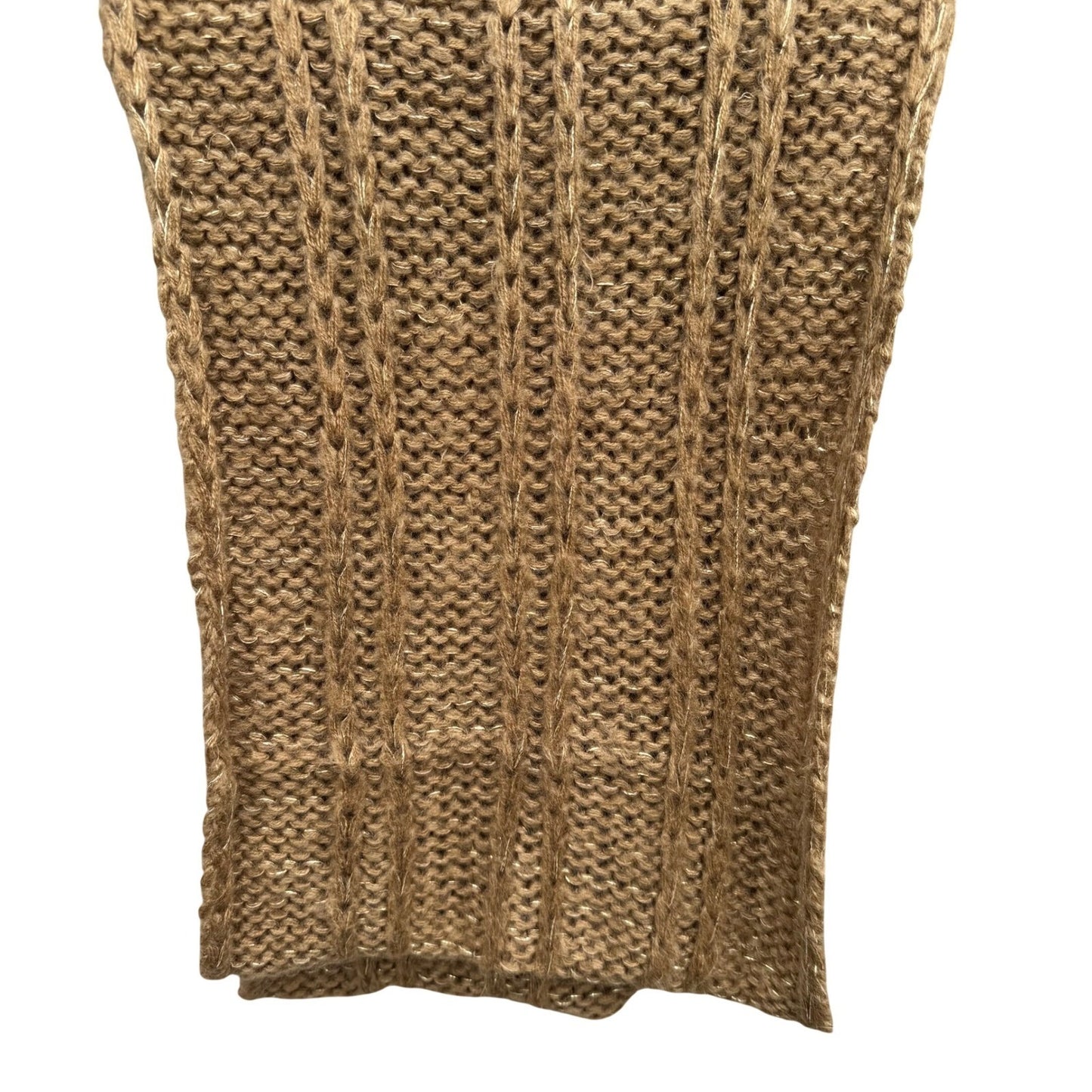 Isaac Mizrahi Womens Camel Gold Metallic Chunky Ribbed Knit Infinity Scarf OS