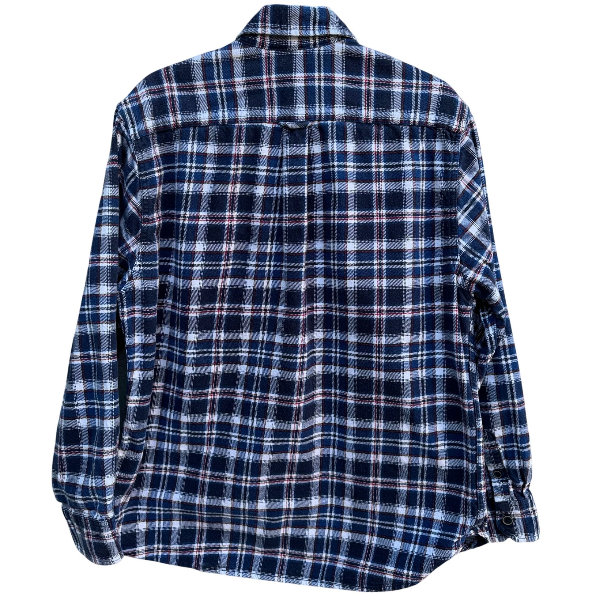 Jachs Mens Blue Plaid Long Sleeve Flannel Cotton Outdoor Grunge Work Shirt Large