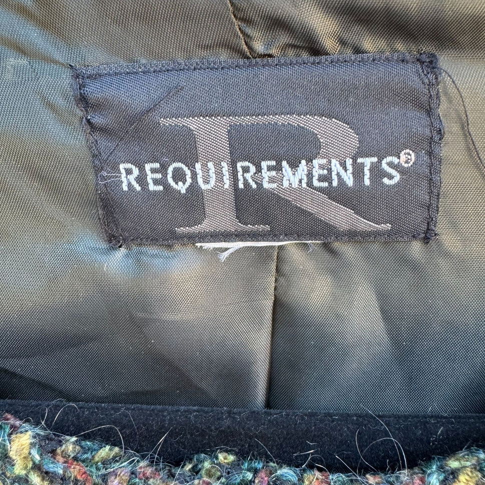 Requirements Boucle Tweed Academia Womens Green Textured Button-Up Jacket Blazer