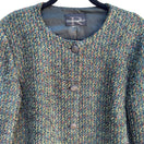 Switch Requirements Boucle Tweed Academia Womens Green Textured Button-Up Jacket Blazer 3 image