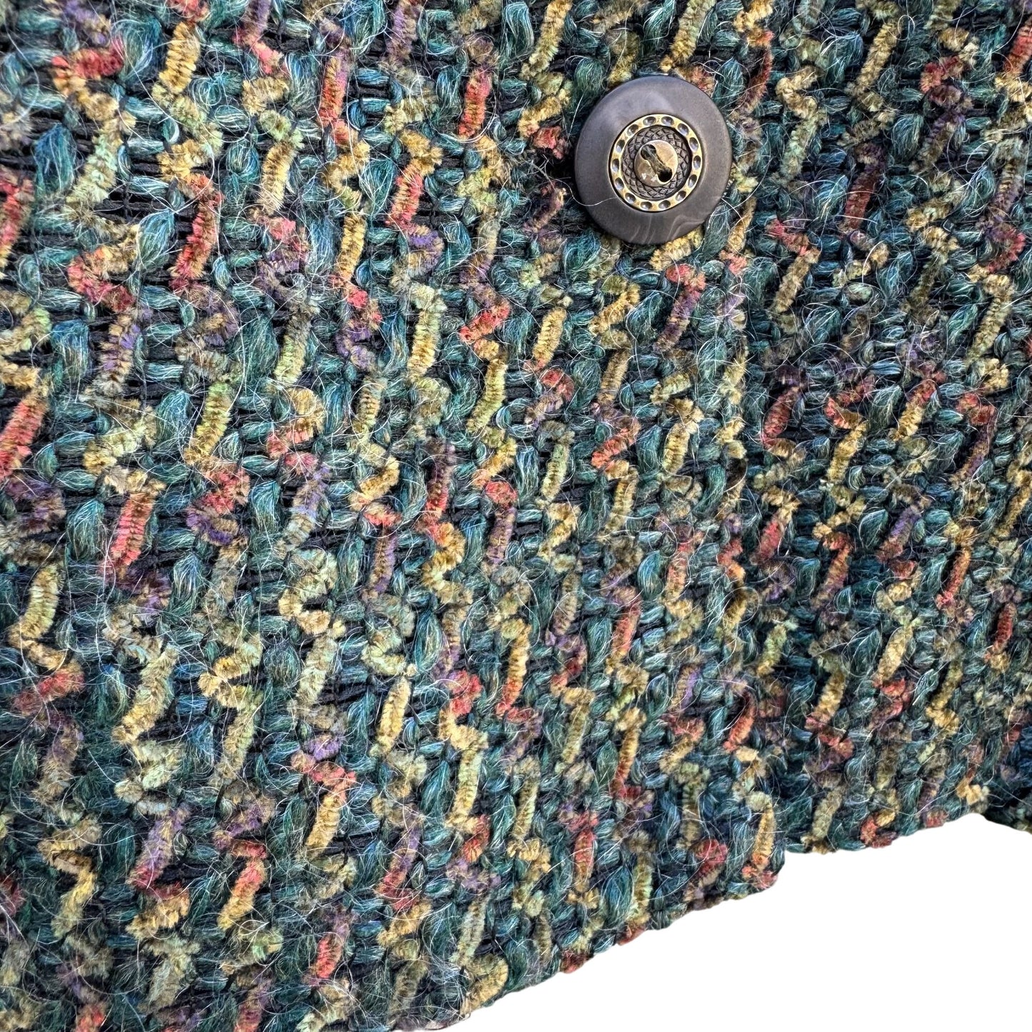 Requirements Boucle Tweed Academia Womens Green Textured Button-Up Jacket Blazer