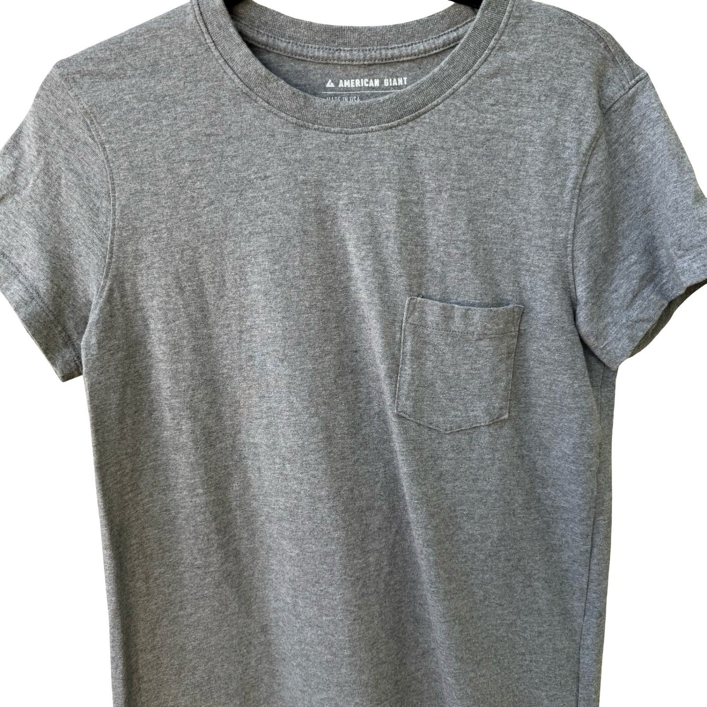 American Giant Minimalist Sustainable Cotton Pocket Tee Short Sleeve Grey S USA