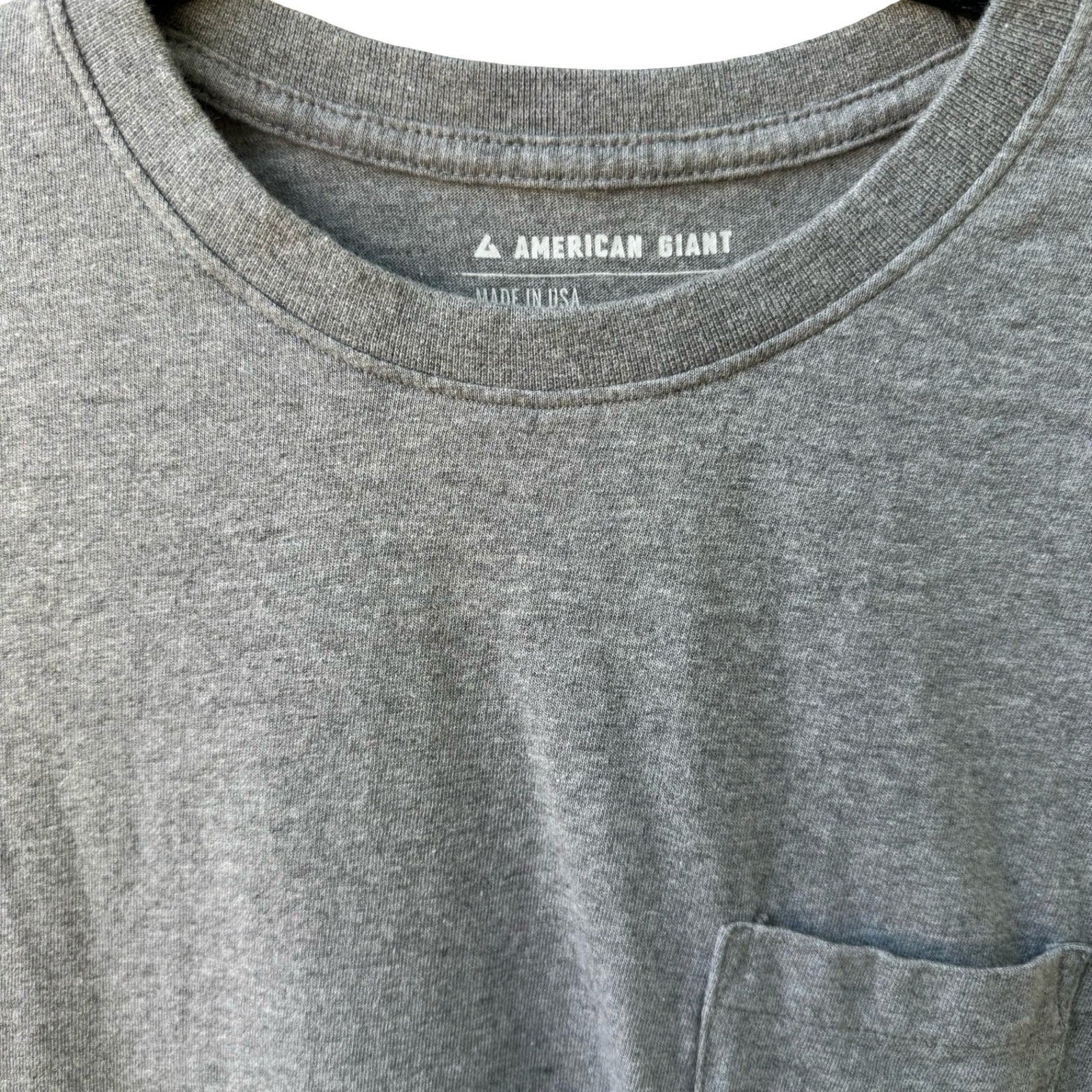 American Giant Minimalist Sustainable Cotton Pocket Tee Short Sleeve Grey S USA