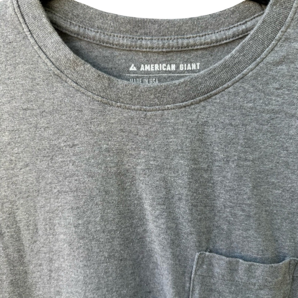 American Giant Minimalist Sustainable Cotton Pocket Tee Short Sleeve Grey S USA