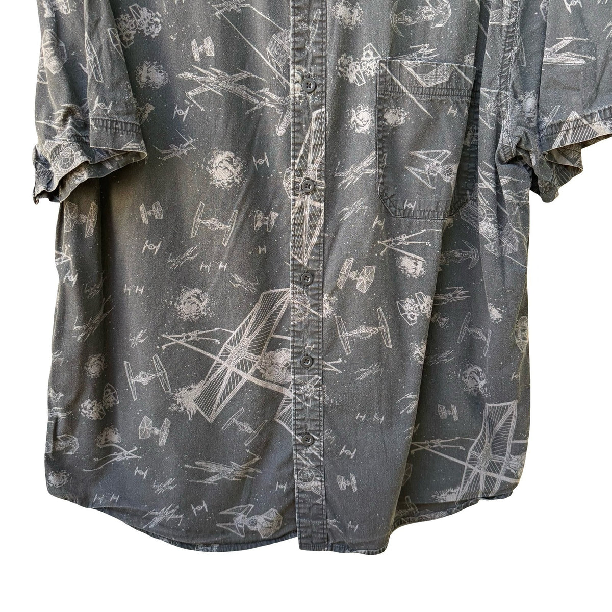 Star Wars Galactic Starship Sci-Fi TIE Fighter Nerd Geek Space Shirt Grey Mens L
