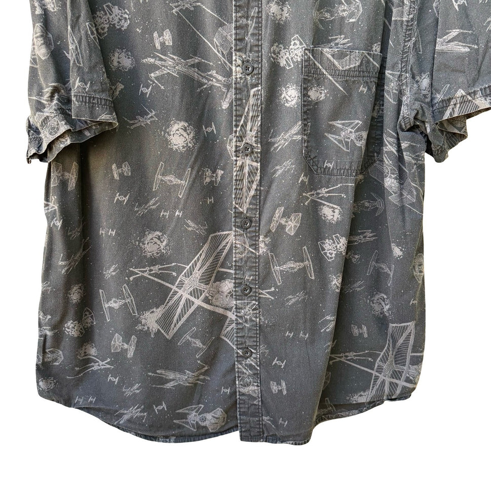 Star Wars Galactic Starship Sci-Fi TIE Fighter Nerd Geek Space Shirt Grey Mens L