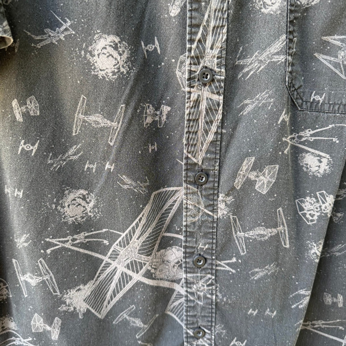 Star Wars Galactic Starship Sci-Fi TIE Fighter Nerd Geek Space Shirt Grey Mens L