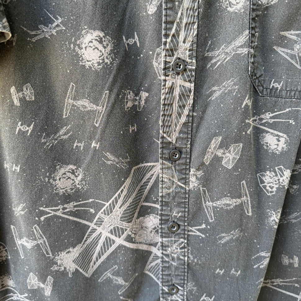 Star Wars Galactic Starship Sci-Fi TIE Fighter Nerd Geek Space Shirt Grey Mens L
